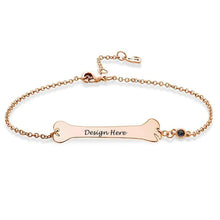 Cargar imagen en el visor de la galería, Pulsera con Colgante de Hueso de Perro Grabado S0037 para Mujer Hombre Personalizada con Texto Nombre