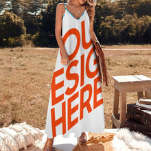 Cargar imagen en el visor de la galería, Vestido Largo con Tirantes estampado de moda para mujer BDQ Personalizado con Impresión Completa de múltiples imágenes con Foto Logo Patrón Texto