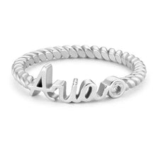 Cargar imagen en el visor de la galería, Anillo espiral con letras de plata de ley 925 para mujer J0012 Personalizado grabado con texto nombre