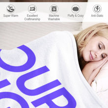 Cargar imagen en el visor de la galería, Manta de franela para sofá de peluche, adecuada para el hogar y para llevar personalizado con patrón foto texto (versión vertical)