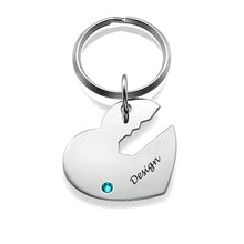 Cargar imagen en el visor de la galería, Llavero de Corazón y Llave de Cobre para Parejas K0001 Grabado Personalizado con Texto Nombre