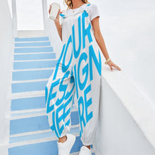 Cargar imagen en el visor de la galería, Mono suelto pantalones casual con tirantes lazo de moda para mujer RP Personalizado con Impresión Completa de una imagen con Foto Logo Patrón Texto