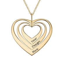 Cargar imagen en el visor de la galería, Collar en Plata 925 / Cobre con Tres Corazones para Mujer X0085 Grabado Personalizado con Texto Nombre