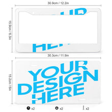 Cargar imagen en el visor de la galería, Marco de matrícula placa de matrícula de aluminio impreso, 2 agujeros de tornillo, capa transparente de protección UV, resistente a la intemperie, 2 piezas QC1101015 Personalizado Personalizada con Foto, Texto o Logo