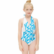 Cargar imagen en el visor de la galería, Bañador con Cuello Halter de Moda para Niñas NT044 Personalizado con Foto Logo Patrón Texto Impresión Completa