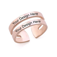 Cargar imagen en el visor de la galería, Anillo Clásica de Cobre de Dos Tiras / Doble Anillos para Mujer Hombre J0016 Grabado Personalizado con Texto Nombre Letras