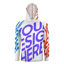 Cargar imagen en el visor de la galería, Camisa de protección UV para hombres Camisa de protección solar de secado rápido de manga larga con sombrero para el sol NZ145 personalizado con patrón foto texto (impresión de imágenes múltiples)