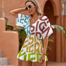 Cargar imagen en el visor de la galería, Cubierta de Una Pieza de Playa Vestido con Volantes para Mujer NZ031 Personalizada con Impresión Completa de múltiples imágenes con Foto Logo Patrón Texto