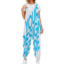 Cargar imagen en el visor de la galería, Mono suelto pantalones casual con tirantes lazo de moda para mujer RP Personalizado con Impresión Completa de una imagen con Foto Logo Patrón Texto