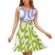 Cargar imagen en el visor de la galería, Vestido con Volantes de Moda sin Mangas para mujer NZ022 Personalizado con Impresión Completa de múltiples imágenes con Foto Logo Patrón Texto