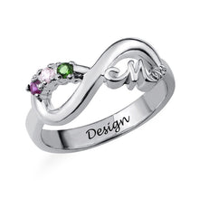 Cargar imagen en el visor de la galería, Anillo Infinito de Circonitas Cúbicas de Plata 925 Chapada en Oro / Oro Rosa J0023 Grabado Personalizado con Texto Nombre Letras