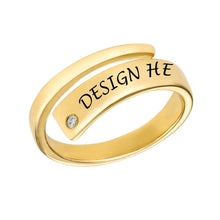 Cargar imagen en el visor de la galería, Anillo con circonita cúbica para mujer hombre / plata de ley 925 / chapado en oro de 18 quilates / chapado en oro rosa de 18 quilates / anillo con nombre texto con grabado J0003 Personalizado