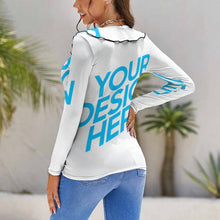 Cargar imagen en el visor de la galería, Blusa Sexy Ajustada Camiseta con volantes para mujer NZ129 Personalizada con Impresión Completa de una imagen con Foto Logo Patrón Texto