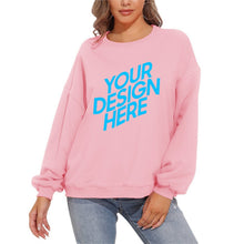 Cargar imagen en el visor de la galería, Sudadera blusa holgada casual con cuello redondo y manga abullonada para mujer D-61 NZ2205128 Personalizada con Foto, Texto o Logo