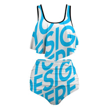Cargar imagen en el visor de la galería, Traje de baño / Bikini Talla Grande Cintura Alta con Volantes Sexy para Mujer FT5095 Personalizado con Impresión Completa de una imagen con Foto Logo Patrón Texto