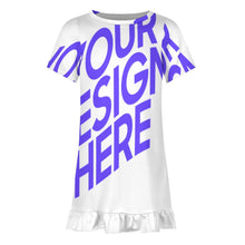 Cargar imagen en el visor de la galería, Vestido de verano para niñas vestido de manga corta F5Q personalizado con patrón foto texto (impresión de imagen única)