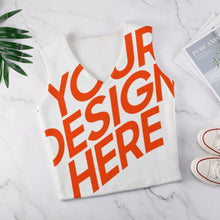 Cargar imagen en el visor de la galería, Chaleco de Punto Suéter Jersey sin Mangas cuello profundo V de Moda para mujer MY05 Personalizado con Impresión Completa de múltiples imágenes con Foto Logo Patrón Texto