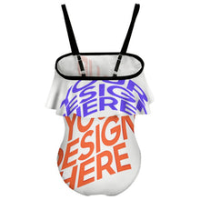 Cargar imagen en el visor de la galería, Traje de baño con volantes y hombros descubiertos para niña NT045 personalizado con patrón foto texto (impresión de imágenes múltiples)