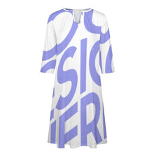 Cargar imagen en el visor de la galería, Vestido Casual de Manga 3/4 con Cuello de Pico y Bolsillo para Mujer BNQ Personalizado Impresion Completa de Una Imagen con Foto Logo Patrón Texto