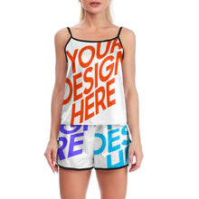 Cargar imagen en el visor de la galería, Conjunto de Ropa de Casa Casual de 2 Piezas top sin mangas pantalones cortos de Verano para Mujer SY0026 Personalizado con Impresión Completa de múltiples imágenes con Foto Logo Patrón Texto