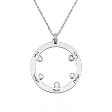 Cargar imagen en el visor de la galería, Collar con Piedras de Nacimiento para Familia de Plata 925 / Cobre para Mujer X0081 Grabado Personalizado con Texto Nombre