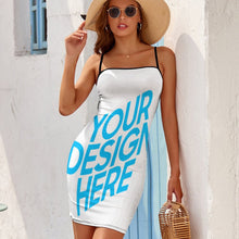 Cargar imagen en el visor de la galería, Vestido Corto Ajustado Sexy de Tirantes Espalda Abierta para Mujer NZ008 con Diseño Personalizado con Impresión Completa con Foto Logo Patrón Texto
