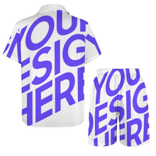 Cargar imagen en el visor de la galería, Conjunto de camisa de manga corta y pantalón corto para hombre B339D1P personalizado con patrón foto texto (impresión de imagen única)