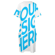 Cargar imagen en el visor de la galería, Vestido suelto con cuello en V bolsillo de moda para mujer LQ Personalizada con Impresión Completa de una imagen con Foto Logo Patrón Texto