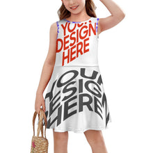 Cargar imagen en el visor de la galería, Vestido de niña F12Q vestido de jersey sin mangas personalizado con patrón foto texto (impresión de imágenes múltiples)