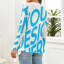 Cargar imagen en el visor de la galería, Cárdigan de Punto / Blusa de Manga Larga Suave para Mujer NZ050 Personalizado con Impresión Completa de una imagen con Foto Logo Patrón Texto