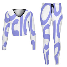 Cargar imagen en el visor de la galería, Traje de Sudadera deportiva ajustada cuello en V Camiseta manga larga para mujer NZ153 Personalizado con Impresión Completa de una imagen con Foto Logo Patrón Texto