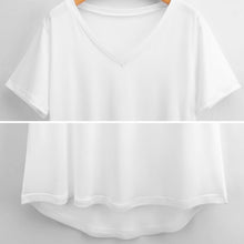 Cargar imagen en el visor de la galería, Camiseta de manga corta con cuello en V talla grande de moda para mujer NZ109 Personalizada con Impresión Completa de múltiples imágenes con Foto Logo Patrón Texto
