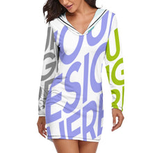 Cargar imagen en el visor de la galería, Ropa de casa de una pieza holgada Vestido Pijama con capucha para mujer QZ6056 Personalizada con Impresión Completa de múltiples imágenes con Foto Logo Patrón Texto