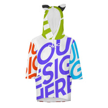 Cargar imagen en el visor de la galería, Sudadera Holgada con Capucha de Oreja de Gato con manga 3/4 para Mujer SDS004 Personalizada Impresion Completa de Múltiples Imágenes con Foto Logo Patrón Texto