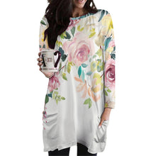 Cargar imagen en el visor de la galería, Sudadera sin capucha manga larga con cuello redondo bolsillo grande para mujer A072 Personalizada con Impresión Completa de múltiples imágenes con Foto Logo Patrón Texto