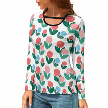 Cargar imagen en el visor de la galería, Camiseta Blusa de Moda Estilo Casual Sueltas Holgada Manga Larga Cuello Redondo para Mujer NZ051 Personalizada con Impresión Completa de una imagen con Foto Logo Patrón Texto