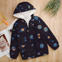 Cargar imagen en el visor de la galería, Chaqueta corta fina deportiva con capucha protegido de viento para niños niñas A537 Personalizada con Impresión Completa de múltiples imágenes con Foto Logo Patrón Texto