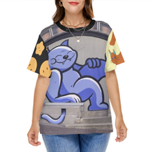 Cargar imagen en el visor de la galería, Camiseta casual manga corta talla grande para mujer A562 Personalizada con Impresión Completa de múltiples imágenes con Foto Logo Patrón Texto
