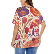 Cargar imagen en el visor de la galería, Camiseta casual manga corta talla grande para mujer A562 Personalizada con Impresión Completa de una imagen con Foto Logo Patrón Texto