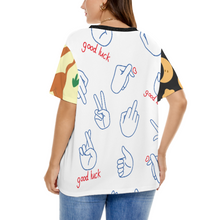 Cargar imagen en el visor de la galería, Camiseta casual manga corta talla grande para mujer A562 Personalizada con Impresión Completa de múltiples imágenes con Foto Logo Patrón Texto