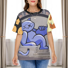Cargar imagen en el visor de la galería, Camiseta casual manga corta talla grande para mujer A562 Personalizada con Impresión Completa de múltiples imágenes con Foto Logo Patrón Texto