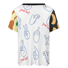 Cargar imagen en el visor de la galería, Camiseta casual manga corta talla grande para mujer A562 Personalizada con Impresión Completa de múltiples imágenes con Foto Logo Patrón Texto