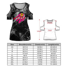 Cargar imagen en el visor de la galería, Camiseta Hombros Descubiertos Sexy Manga Corta Cuello Redondo para mujer ACT Personalizada con Impresión Completa de múltiples imágenes con Foto Logo Patrón Texto