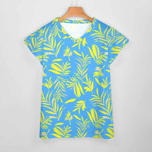 Cargar imagen en el visor de la galería, Camiseta manga corta cuello en V de moda para mujer AHT Personalizada con Impresión Completa de una imagen con Foto Logo Patrón Texto