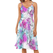 Cargar imagen en el visor de la galería, Vestido largo de tirantes de moda para mujer AJQ Personalizado con Impresión Completa de una imagen con Foto Logo Patrón Texto