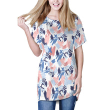 Cargar imagen en el visor de la galería, Camiseta larga cuello redondo manga corta talla grande para mujer AQT Personalizada con Impresión Completa de una imagen con Foto Logo Patrón Texto