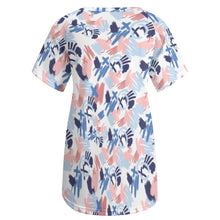 Cargar imagen en el visor de la galería, Camiseta larga cuello redondo manga corta talla grande para mujer AQT Personalizada con Impresión Completa de una imagen con Foto Logo Patrón Texto