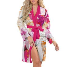 Cargar imagen en el visor de la galería, Camisón de manga larga con estampado cinturón para mujer ASWQ Personalizado con Impresión Completa de múltiples imágenes con Foto Logo Patrón Texto