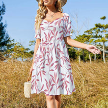 Cargar imagen en el visor de la galería, Vestido manga farol cuello redondo ancho dulce mono para mujer B271 Personalizado con Impresión Completa de una imagen con Foto Logo Patrón Texto