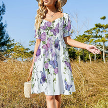 Cargar imagen en el visor de la galería, Vestido manga farol cuello redondo ancho dulce mono para mujer B271 Personalizado con Impresión Completa de múltiples imágenes con Foto Logo Patrón Texto